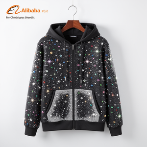 Sudadera con Capucha de Moda con Pedrería, Digital, de Invierno, Unisex, Mezcla de Poliéster/Nailon, Estilo Casual Urbano para Hombre y Mujer - Product Image 1