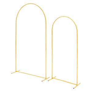 Set 2 Gold Metal Arch <b>Backdrop</b> <b>Stand</b> 7.2 ft & 6 ft Stable Structure & Easy Assembly for Weddings & Events - Product Image 1