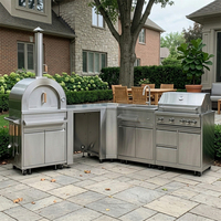 Meuble de cuisine extérieur en acier inoxydable 304, multifonctionnel et modulaire, pour patio, idéal pour la recyclage et les appareils de cuisine d'extérieur - Vente en gros
