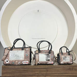 Sacs Mini Speedy en Cuir de Vachette Repoussé Style Boutique, Motif Cartes à Jouer Western, Sac Bandoulière de Voyage pour Femme, Vente en Gros - Product Image 6