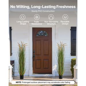 Paquete de 2 Plantas Artificiales de PVC Premium de 59 Pulgadas, Hierba de Cola de Caballo de 59 Pulgadas en Maceta, Arbustos Artificiales Verdes para Interiores y Exteriores - Product Image 4