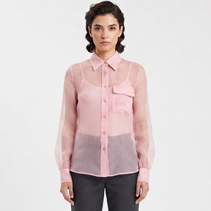 Camisa transparente extragrande para mujer, con cuello vuelto, manga larga, abotonada, ligera, para playa, sexy - Product Image 1