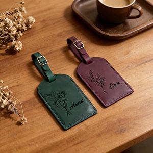 Etiquetas de Cuero Premium para Equipaje, Etiquetas de Viaje de Piel Genuina de Vacuno, Cubierta de Privacidad para Maletas, Etiquetas Personalizadas con Marca LMP-0221 - Product Image 5