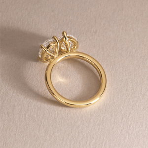 Bague Toi et Moi en Or Jaune 18 carats avec Deux Pierres, Diamant de Laboratoire Taille Poire Ovale 3.0ctw, Collection EtherStar Jewels, Idéale pour Fiançailles et Anniversaire - Product Image 3