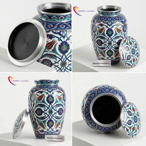 Unique Turkish Design Metal Cremation <b>Urn</b> Handcrafted <b>Large</b> Memorial Ash Jar Durable Decorative Funeral <b>Urns</b> Human Ashes & Decor - Product Image 2