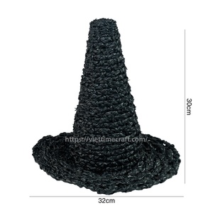 Adorno de Sombrero de Bruja de Paja para Halloween, Centro de Mesa, Decoración Rústica Hecha a Mano para Chimenea con Detalle de Murciélago - Product Image 3