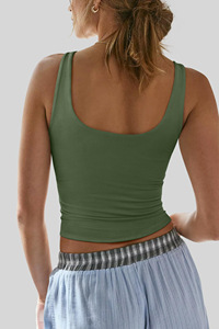 เสื้อกล้ามครอปคอวี ผู้หญิง แขนกุด ผ้าริบ แฟชั่น ซับในสองชั้น ใส่สบายๆ สำหรับฤดูร้อน รุ่นพื้นฐาน ปี 2026 ทันสมัย เหมาะสำหรับออกกำลังกาย หรือใส่ออกไปข้างนอก - Product Image 4