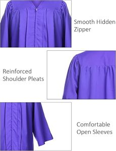 Robe de graduation pour homme adulte, couleur violette, en polyester, pour cérémonie scolaire, uniforme - Product Image 3