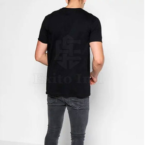 T-shirt décontracté à manches courtes en coton respirant pour homme, avec logo personnalisé brodé, col rond de haute qualité - Product Image 5
