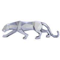 Artisanat Argent Guépard Sculpture Décorative En Aluminium Sauvage Neige Léopard Figurine Petite Statue Décoration De La Maison Objet