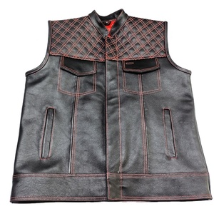 Gilet en cuir pour grands garçons pour moto, vêtements personnalisés pour cyclistes avec poche intérieure, Gilet en cuir américain et européen - Product Image 2