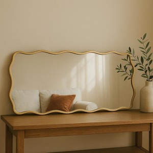 Miroir sur pied décoratif moderne à bords incurvés, idéal pour la maison, le salon et l'aménagement intérieur, provenant d'Inde - Product Image 2