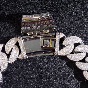 Silver Moissanite <b>Iced</b> <b>Out</b> Cuban Link <b>Chain</b> Necklace Men's Hip Hop Style VVS Clarity Party Jewelry - Product Image 4