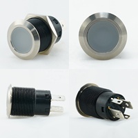 Interrupteur à bouton-poussoir lumineux en métal YIS Marine 19 mm 12 V IP67 20 A avec anneau LED anti-vandalisme rond marche/arrêt pour applications marines