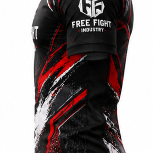 T-shirt de compression unisexe à manches courtes pour la lutte libre, imprimé par sublimation, séchage rapide, protection UPF50+, antibactérien, noir et rouge - Product Image 6