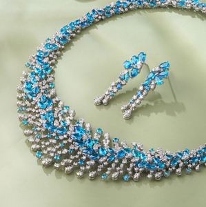 Conjunto de Collar con Diamante Cultivado en Laboratorio de 6.5ct, Oro Blanco de 14kt, Corte Brillante Redondo y en Forma de Pera, Casi Incoloro, VVS, Joyería de Diamante CVD para Ella - Product Image 4