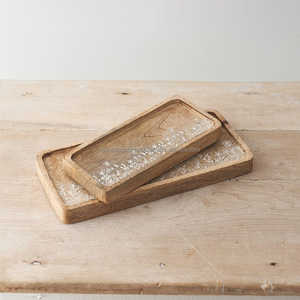 ถาดเสิร์ฟทรงสี่เหลี่ยมสีน้ำตาลทำด้วยมือดีไซน์ให้แกะสลักด้วยไม้มะม่วงสำหรับจัดเก็บในห้องครัวบ้าน/ร้านอาหาร/โรงแรม - Product Image 2