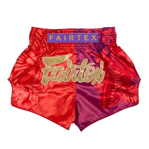 Fairtex Muay Thai Shorts <b>Red</b> Purple <b>Glitter</b> Print Elastic Waist Mixed Martial Arts Wear Unisex Adult Muay Thai Training Shorts - Product Image 1