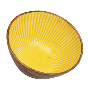 ชามไม้มะม่วงทำด้วยมือพร้อมพิมพ์เคลือบเป็นมิตรต่อสิ่งแวดล้อมเหมาะสำหรับก๋วยเตี๋ยวสลัดผลไม้หรือที่โชว์ไฟตกแต่งบ้านและใช้เป็นของขวัญ - Product Image 3