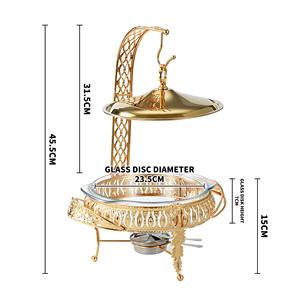 Recipiente para Calentar Comida de Acero Inoxidable y Vidrio de Alta Resistencia con Quemador de Combustible para Servir en Buffet, Fabricado con Elegancia por KHOOSI OVERSEAS - Product Image 2