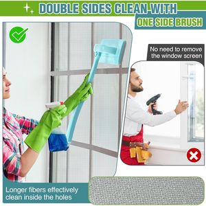 1 Paquete de Herramienta Limpiadora de Ventanas Desmontable, Cepillo Limpiador de Mallas de Doble Uso (Húmedo/Seco) para Limpieza de Mallas de Ventanas - Product Image 6