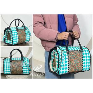 Bolsos de Viaje de Cuero Vacuno Genuino Hechos a Mano, Elegantes y de Alta Calidad, con Patrón a Cuadros, Bolso de Mano de Lujo Unisex - Product Image 1