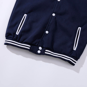 <b>Women's</b> Embroidered Varsity <b>Jacket</b> With Decorative Stitch Details Ribbed Trim Snap Button Front Custom Artwork Wholesale - Product Image 3