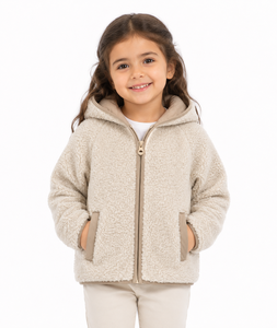 Veste à capuche en polaire Sherpa pour enfants Livster, fermeture éclair intégrale, respirante, manteau d'hiver avec poche avant, peluche douce, 100% polyester - Product Image 1