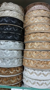 Ruban décoratif de luxe à broderie géométrique et dentelle à sequins pour Saree, Robe, Dupatta, Vêtement, Artisanat, Décoration d'intérieur, Couture - Product Image 2