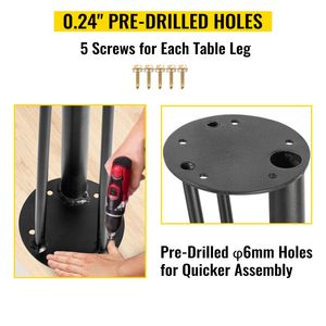 Set da 4 gambe per scrivania a forcina da 28 pollici, stile rustico/fai da te, per uso scolastico, con 3 barre in ferro e piedini in gomma nera - Product Image 6