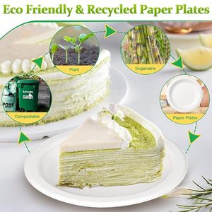 Assiettes en papier jetables de haute qualité sans BPA, style rustique, 6x6, robustes, en bagasse biodégradable, option compostable pour - Product Image 6
