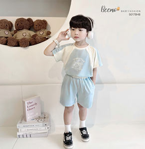 Ensemble de vêtements d'été pour garçons en bas âge, t-shirt à manches courtes en coton et short respirant, confortable pour la maison, best-seller - Product Image 3