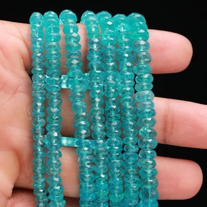 Venta al por mayor de cuentas de apatita natural facetada con forma de Rondelle, cuentas de apatita azul cielo para la fabricación de joyas - Product Image 1