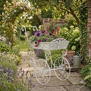 Support à plantes vintage en fer forgé à 3 niveaux, revêtement époxy, pour extérieur, décoration de jardin, porte-fleurs en métal avec capacité de 4 pots - Product Image 3