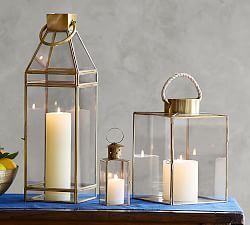 Stylish <b>Gold</b> Metal <b>Lantern</b> With Clear Glass Suitable For Ramadan Christmas Diwali Home Garden Event Decoration - Product Image 1