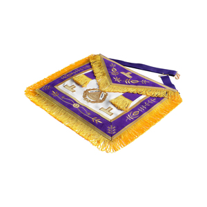 Tablier de Maître Maçon en Cuir d'Agneau Blanc avec Broderie Premium Compas et Équerre, Tablier de Loge Bleue, Motif Cérémonial Œil de la Prophétie - Product Image 2