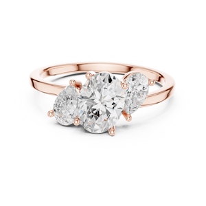 Luxury Rose Gold Oval Three <b>Stone</b> Engagement Ring Elegant Solitaire Wedding Promise Ring for Women Fashion Jewelry - Product Image 2