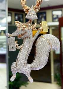 จี้กระรอกแบบ Iced Out สไตล์ฮิปฮอป เงินแท้ 925 ประดับเพชร VVS มอยส์ซาไนต์ สร้อยคอจี้แบบสั่งทำพิเศษ จี้แบบ Rapper สำหรับผู้ชาย - Product Image 3