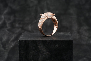 Anillo de Lujo para Hombre, Oro Blanco Sólido de 14K, Estilo Hip Hop, con Incrustaciones Completas de Diamantes, Alfabeto Redondeado, Diamantes Cultivados en Laboratorio, VVS, Clásico, para Boda - Product Image 4