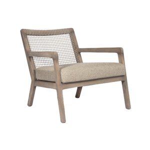 เก้าอี้เลานจ์ที่ทันสมัยพร้อมกรอบไม้สักทึบเบาะหวายกันน้ำสำหรับใช้ในร่มและกลางแจ้งสำหรับห้องนั่งเล่น - Product Image 1