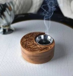 Brûleur d'encens Bakhoor élégant en bois gravé, fait main, de luxe, pour le Ramadan, l'Aïd, les fêtes, Mabkhara - Product Image 6