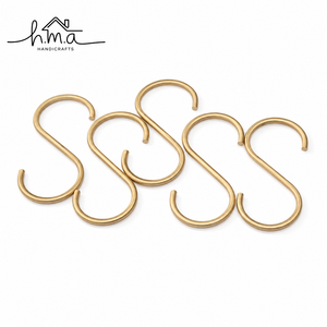 Solid Brass S <b>Hook</b> Brushed Gold Finish Heavy Duty Hanging <b>Hook</b> Multipurpose Kitchen Closet Bathroom Wardrobe Storage <b>Hook</b> - Product Image 1