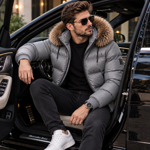 Veste matelassée de luxe pour homme avec capuche en fourrure de renard, Giubbotto Uomo Invernale, Abrigo Acolchado, Blouson Homme, Herren pufferjacken - Product Image 6