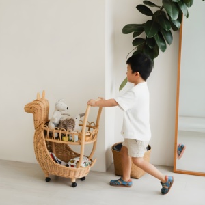 Chariot de jeu pour enfants en rotin, faible prix, vente en gros, chariot à thé, jouet, nouveauté, jouets faits à la main - Product Image 5