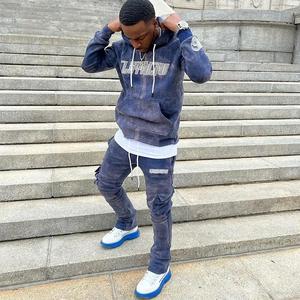 Vêtements de rue délavés à l'acide 100% coton pour hommes, vêtements de ville d'hiver décontractés, personnalisés, imprimés numériquement de haute qualité, grande taille, vêtements écologiques - Product Image 1