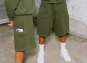 <b>Hip</b> Hop Solid Front Logo 320gsm 100% Cotton High Quality Elastic Waist Waterproof Breathable Custom Summer Sweat Shorts Joggers - Product Image 6