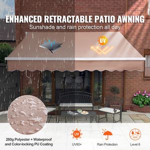 Tenda da Sole Retrattile Manuale 4m x 13m x 8ft, Impermeabile, in Poliestere per Esterni, per Porte e Finestre - Product Image 2