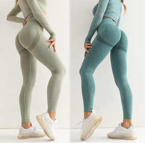 High Waist Solid <b>Pink</b> <b>Yoga</b> Leggings Full Length Seamless Breathable Four-Way Stretch Spandex/Nylon <b>Pants</b> - Product Image 4