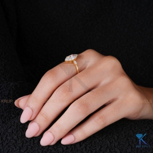 Marquise Lab Grown Diamond Three <b>Stone</b> Engagement Ring 10k Solid Yellow Gold IGI Certified Bridal Promise Fine Jewelry Women - Product Image 6