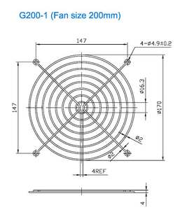 Grille de protection en fil de fer SYMBANG G200-1 pour ventilateur axial, accessoires de ventilateur 200x200x70mm - Product Image 4